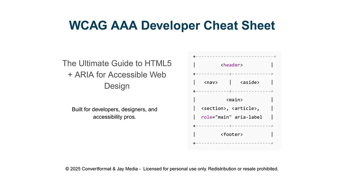 WCAG AAA Cheat Sheet cover for ultimate guide