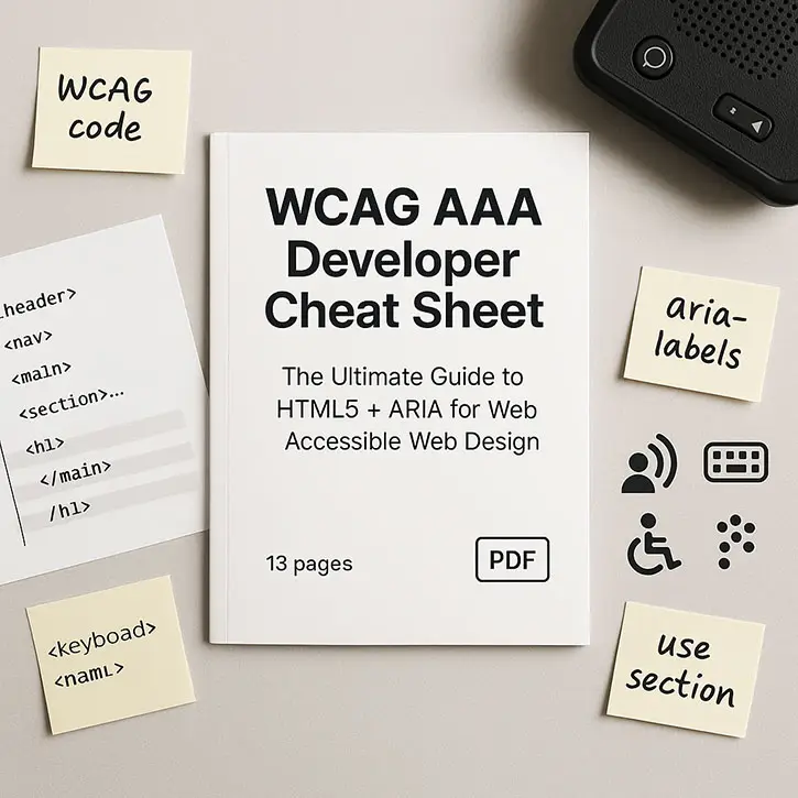wcag guide on desk WCAG guide for developer printed on desk